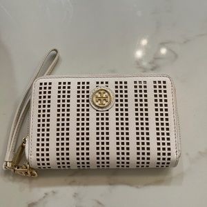Tory Burch White Lattice Wallet